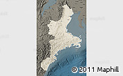 Shaded Relief Map of Mie, darken