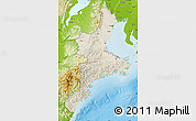 Shaded Relief Map of Mie, physical outside