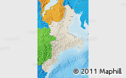 Shaded Relief Map of Mie, political outside