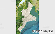 Shaded Relief Map of Mie, satellite outside