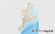 Shaded Relief Map of Mie, single color outside