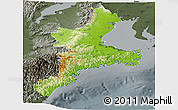 Physical Panoramic Map of Mie, darken, semi-desaturated