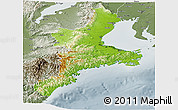 Physical Panoramic Map of Mie, semi-desaturated