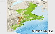 Physical Panoramic Map of Mie, shaded relief outside