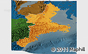 Political Panoramic Map of Mie, darken
