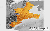 Political Panoramic Map of Mie, desaturated