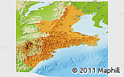 Political Panoramic Map of Mie, physical outside