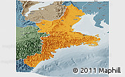 Political Panoramic Map of Mie, semi-desaturated
