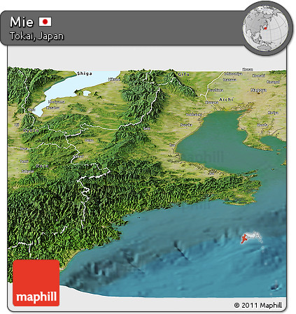 Satellite Panoramic Map of Mie