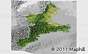 Satellite Panoramic Map of Mie, lighten, desaturated