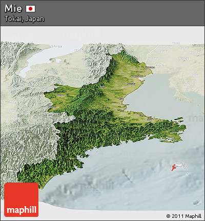 Satellite Panoramic Map of Mie, lighten