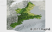 Satellite Panoramic Map of Mie, lighten, semi-desaturated