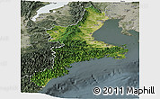 Satellite Panoramic Map of Mie, semi-desaturated