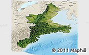 Satellite Panoramic Map of Mie, shaded relief outside