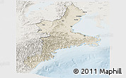 Shaded Relief Panoramic Map of Mie, lighten