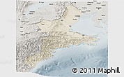 Shaded Relief Panoramic Map of Mie, semi-desaturated