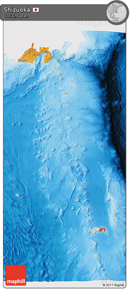 Political 3D Map of Shizuoka, single color outside