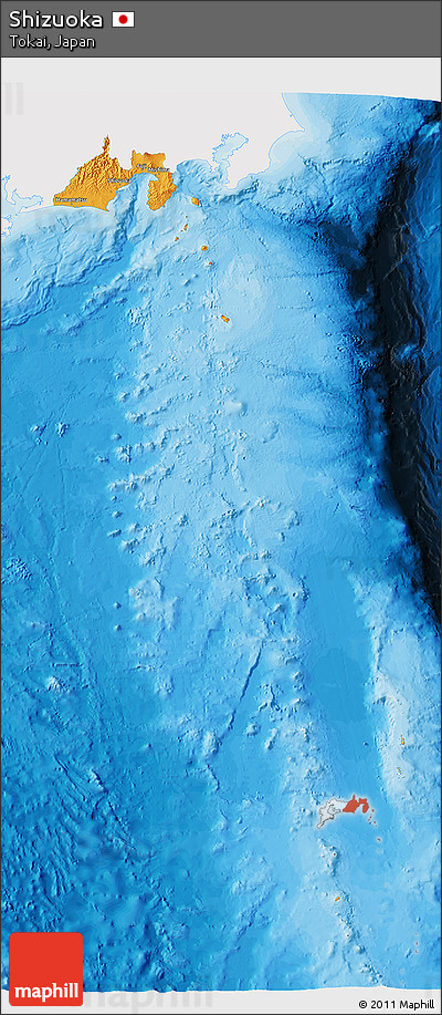 Political 3D Map of Shizuoka, single color outside