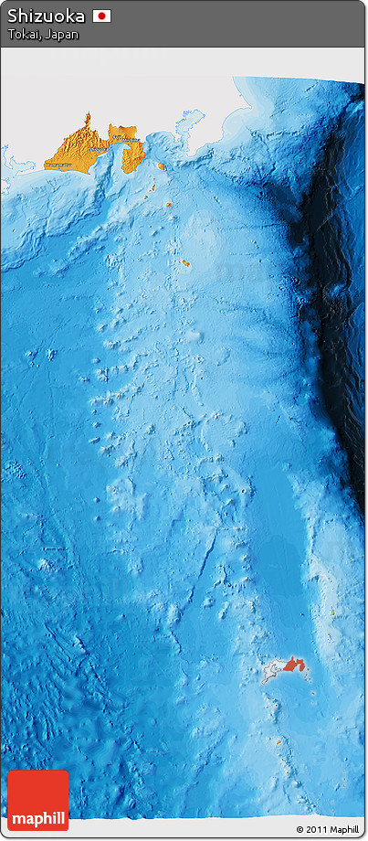 Political 3D Map of Shizuoka, single color outside