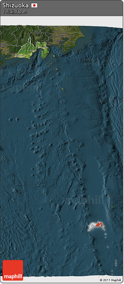 Satellite 3D Map of Shizuoka, darken