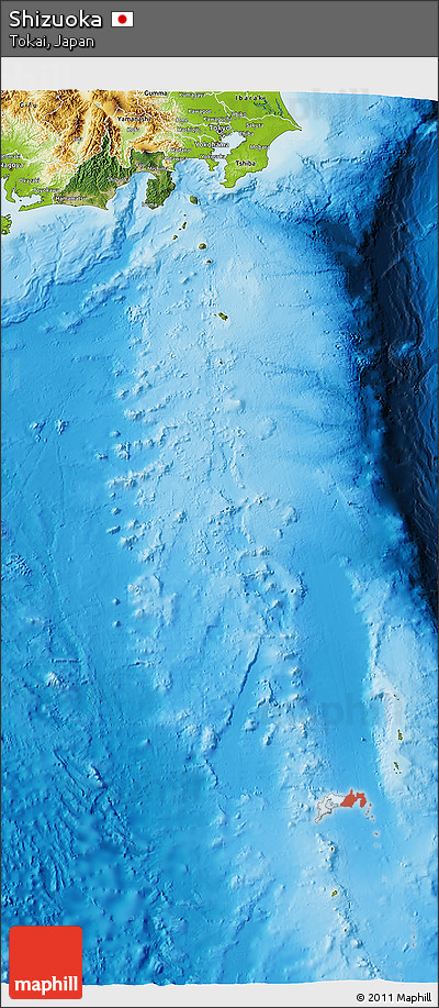Satellite 3D Map of Shizuoka, physical outside
