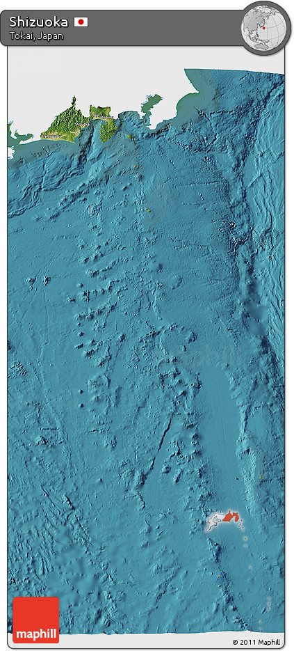 Satellite 3D Map of Shizuoka, single color outside