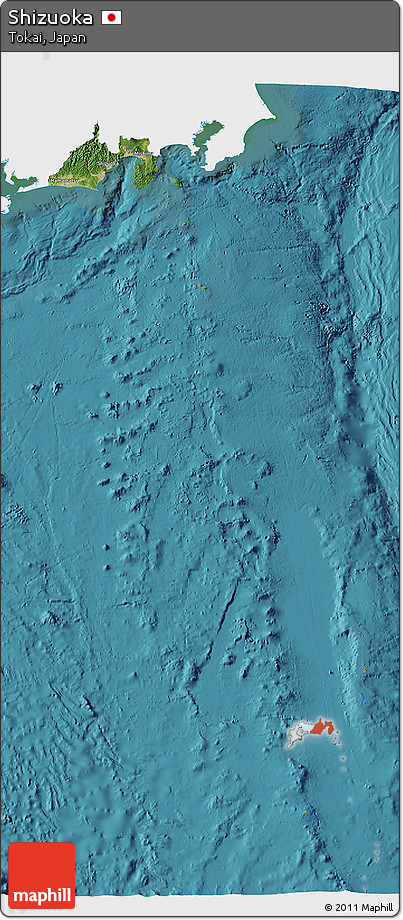 Satellite 3D Map of Shizuoka, single color outside