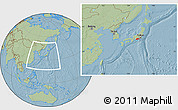 Savanna Style Location Map of Shizuoka, within the entire country, hill shading