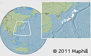 Savanna Style Location Map of Shizuoka, highlighted country, within the entire country, hill shading