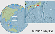 Savanna Style Location Map of Shizuoka, highlighted parent region, hill shading