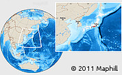 Shaded Relief Location Map of Shizuoka, highlighted country, highlighted parent region, within the entire country