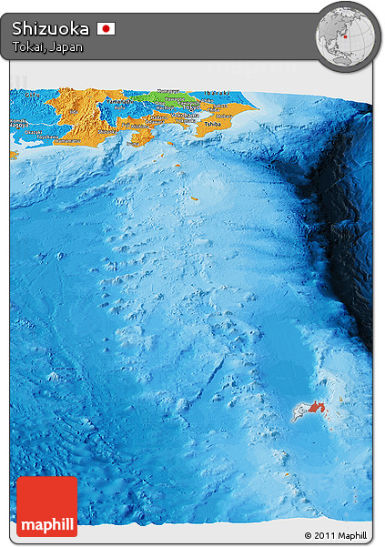Political Panoramic Map of Shizuoka