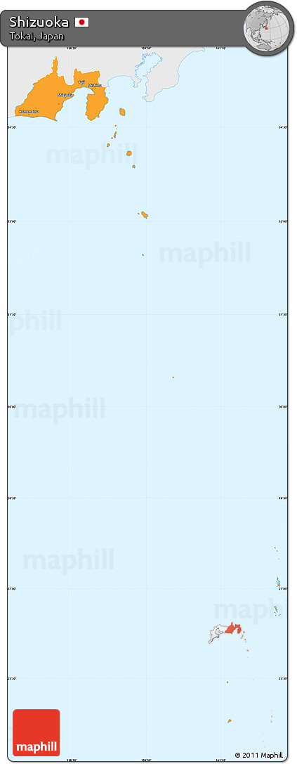 Political Simple Map of Shizuoka, single color outside