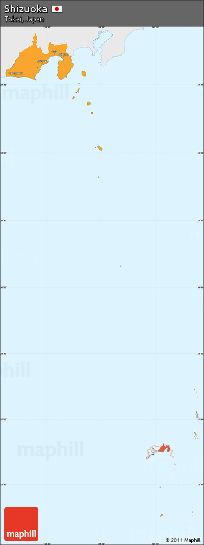 Political Simple Map of Shizuoka, single color outside
