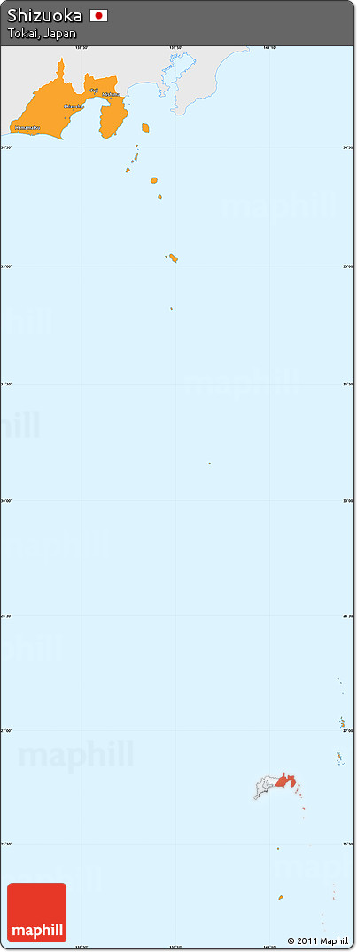 Political Simple Map of Shizuoka, single color outside