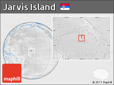 Physical Location Map of Jarvis Island, lighten, desaturated