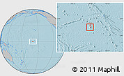 Political Location Map of Jarvis Island, gray outside, hill shading