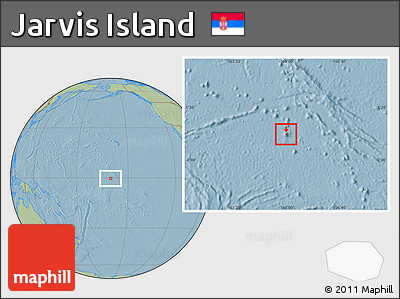 Satellite Location Map of Jarvis Island, savanna style outside, hill shading