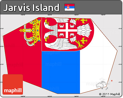 Flag Simple Map of Jarvis Island, flag aligned to the middle