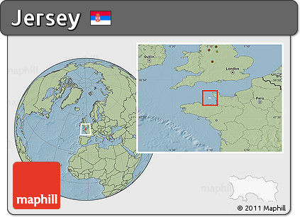 Blank Location Map of Jersey, savanna style outside, hill shading outside