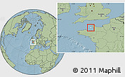 Blank Location Map of Jersey, savanna style outside, hill shading outside