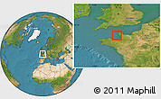 Flag Location Map of Jersey, satellite outside