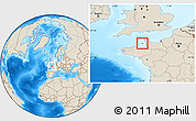 Flag Location Map of Jersey, shaded relief outside