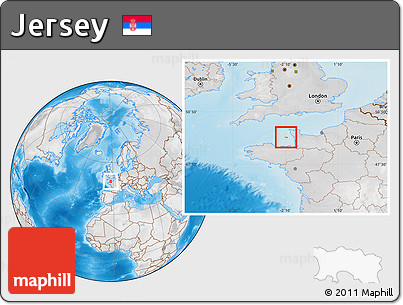 Physical Location Map of Jersey, lighten, desaturated, land only