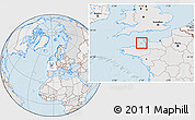 Political Location Map of Jersey, lighten, desaturated, land only