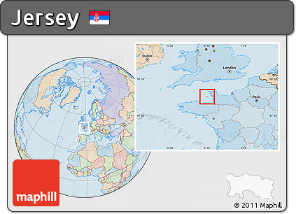 Political Location Map of Jersey, lighten, land only