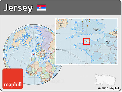 Political Location Map of Jersey, lighten, land only