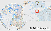 Political Location Map of Jersey, lighten, semi-desaturated