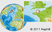 Political Location Map of Jersey, physical outside