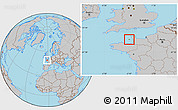Satellite Location Map of Jersey, gray outside